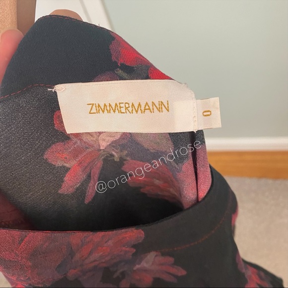 ZIMMERMANN Red Black Floral Mini Shift Dress 0 - Picture 10 of 12